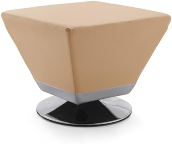Swivel Contemporary Modern Diamond Occassional Accent Leatherette Ottoman, 20.x20.x17.H, Tan