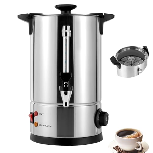 JAYGOVAN Commercial Coffee Urn 40 Cups/8L Stainless Steel Large Coffee Dispenser 1000W 110V Electric Coffee Maker Urn with Thermometer, Electric Hot Water Urn for Wedding, Party, Catering Events