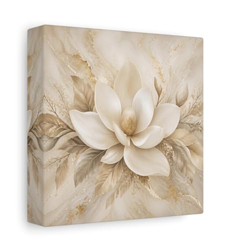 Toile magnolia beige et or au-dessus de la cheminée du salon chaleureux