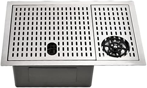 Undermount Kitchen Bar Sink with Glass Rinser, Scamall 25 x 15 x 9 Inches Undermount Stainless Steel Bar Sink With Glass Cup Washer SM015SBG