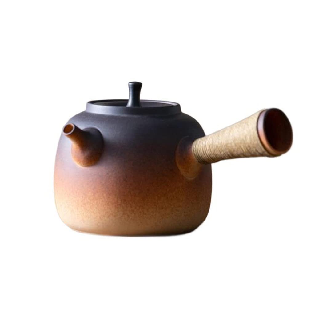 Czajnik podróżny Red Kiln z uchwytem bocznym, do użytku domowego, do użytku wewnątrz, mały ceramiczny czajnik Kung Fu, zestaw do parzenia herbaty, zielony dzbanek do herbaty, pojemność 750 ml
