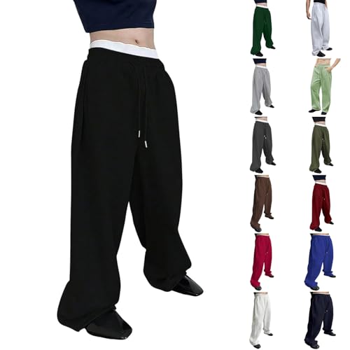 Teen Boys Baggy Sweatpants Drawstring Elastic Waist Y2K Loose Wide Leg Sweat Pants Yoga Gym Track Pants with Pockets