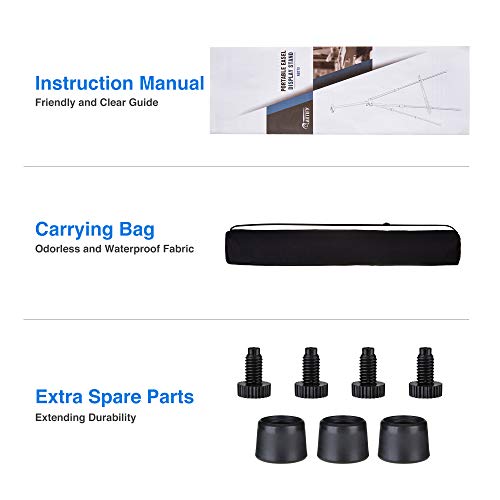 Artify 73 Inches Double Tier Easel Stand, Adjustable Height from 22-73”, 3 in 1, Aluminum Tripod for Painting and Display with an Environmental Friendly Carrying Bag and Spare Parts （4-Pack, Black) - Thumbnail 4