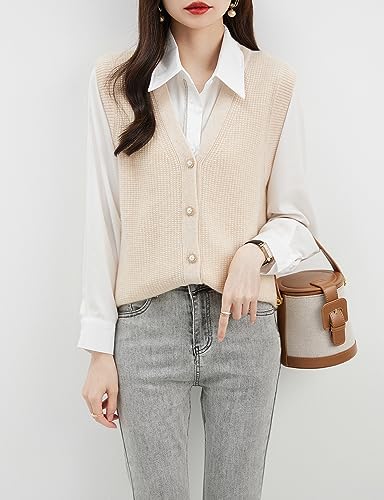 Image of Chanyarn Women's 100% Merino Wool Sweater Vest 2025 Fall Winter Casual Mock Neck Sleeveless Knit Sweater Tank Tops