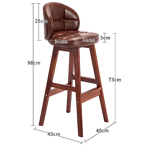Tabourets de bar stylish en cuir et bois pour salle à manger