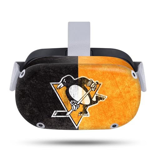 Head Case Designs Officially Licensed NHL Half Distressed Pittsburgh Penguins Vinyl Sticker Skin Decal Cover Compatible with Meta Quest 2