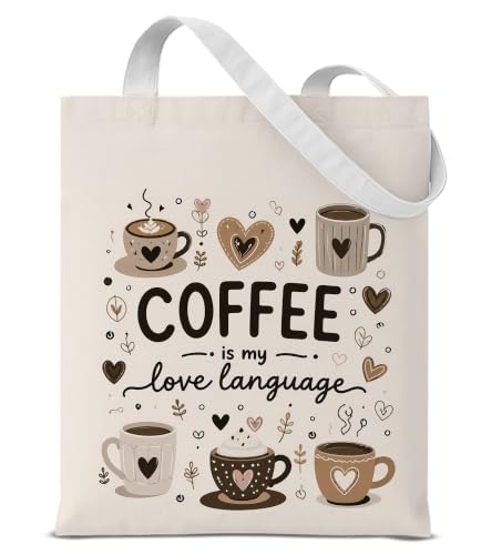 Coffee Lover Gifts Canvas Tote Bag for Women Cute Coffee Reusable Bags