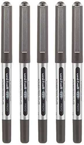 uni-ball Eye Micro UB-150 Rollerball Pens - Black Pack of 5