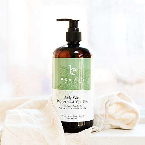 Beauty By Earth Peppermint Tea Tree Body Wash – Made With Organic Ingredients, Shower Gel For Men & Women, Tea Tree Soap For Oily Or Problematic Skin, Helps Soothe Skin Blemishes #TOP4