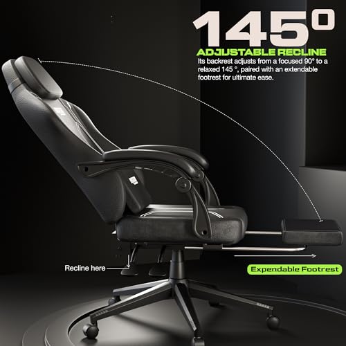DROGO Onyx Ergonomic Gaming Chair, High Back Computer Chair with PU Leather, Linkage Arm Rest, Adjustable Height, Head & Lumbar Support | Home &... - Image 5
