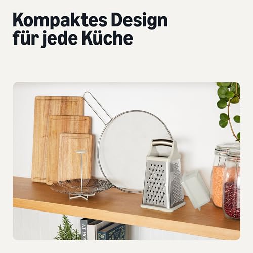 Amazon Basics 4-seitige Käsereibe, Edelstahl, Vierkantreibe mit Messbehälter, Spülmaschinenfest, für Gemüse und Käse – Ansicht 6