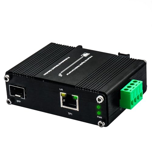 Mini Industrial SFP Ethernet Media Converter, 12~48VDC Input, DIN-Rail & Wall Mount, Full/Half-Duplex,10/100/1000Base-T to 100/1000Base-X SFP, -40°F to 167°F Operating Temperature