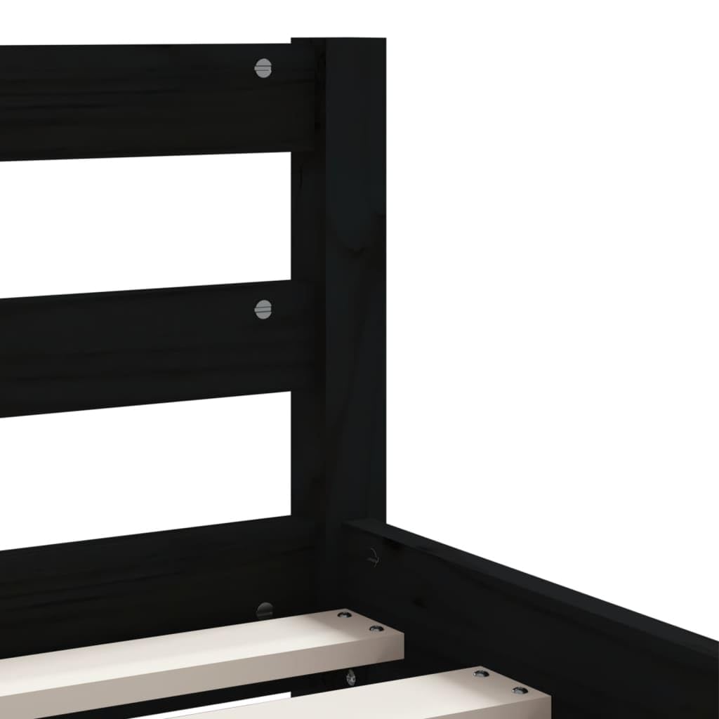Cama infantil con cajones, color negro, 90 x 200 cm, madera maciza de pino para niños a partir de 4 años, construcción estable con espacio de almacenamiento, adecuada como cama junior, cama