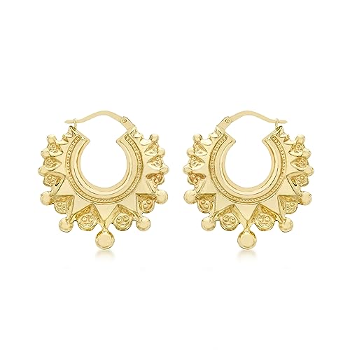 Boucles d'oreilles Aztec or jaune 9 ct pour femmes au design chic et élégant