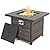 Nuu Garden Outdoor 30" 50,000 BTU Propane Gas Fire Pit Table, Square Gas Fire Pit Table with Glass Beads and Lid, Hand-Woven Wicker, CSA Certification, for Garden, Patio, Brown