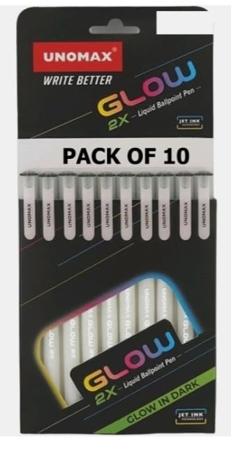 Unomax GLOW 2X Liquid Ballpoint Pen,blue ink,Pack of 10
