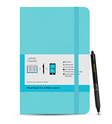Image of Infinote Classic Reusable Stone Paper Smart Notebook - Includes 1 Erasable Pen (Reef-Blue, Large 13 * 21 cm, with 120 Pages | 60 Sheets | 120 Sides)