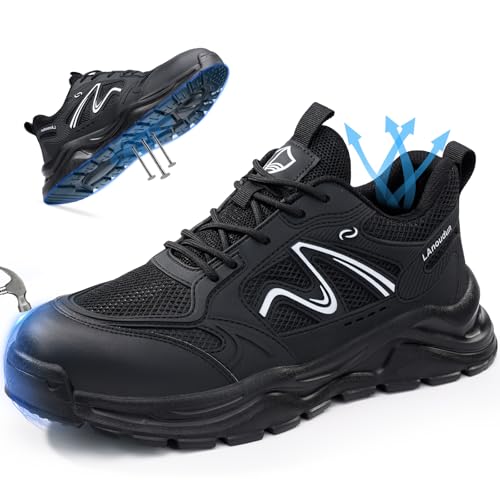 Image of Steel Toe Shoes for Men, Lightweight Safety Work Shoes, Breathable Puncture-Resistant Work Shoes for Warehouse, Factory and Light Construction