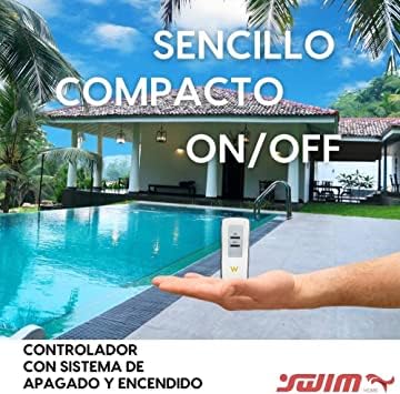 SWIMHOME Pack Iluminación Piscina | 2 Focos LED de Superficie + Control Remoto ON/Off + Transformador | ABS Blanco Resistente | Ø29 cm 35W 12V/AC RGB 2 Hilos | Transformador 100W 12V/AC