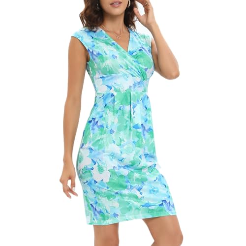 Image of Gabefine Wrap Dresses for Women 2025 Summer Casual Sleeveless Bodycon Formal V Neck Dress Elegant Evening Party Dresses