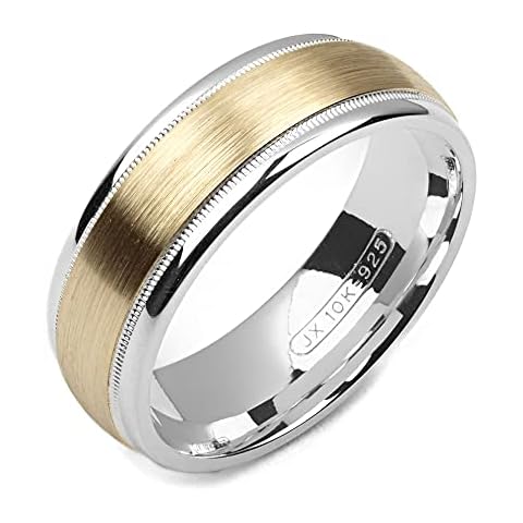 Alain Raphael two-tone sterling silver & 10K yellow gold 7 millimeters wide wedding band Cover