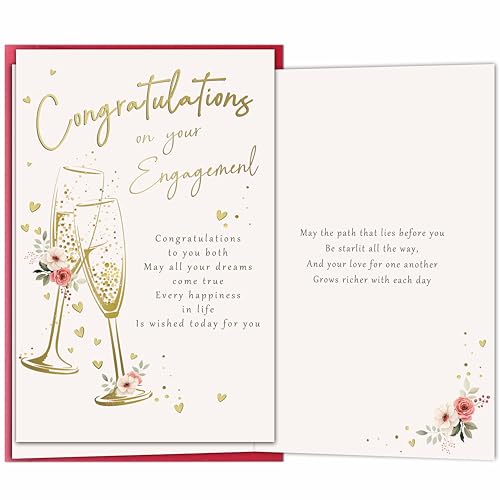 Nicavvi Engagement Card for Couples, Congratulations Engagement Card with Romantic Message Inside, Newly Engaged Gift for Bride Groom, Cute Congrats Cards for Friend Sister Brother Couple
