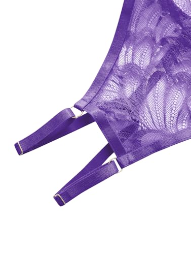 Image of Lilosy Sexy Underwire Floral Lace Sheer Lingerie Set for Women See Through Bra and Panty 2 Piece