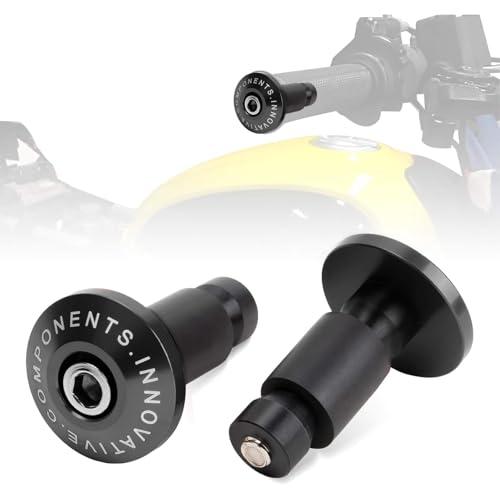 1 Par de Contrapesos Manillar Moto Universal, Topes de Manillar de Aluminio CNC para Manillares de 22mm (7/8), Terminales de Manillar para Moto, MTB y Bicicleta, Negro