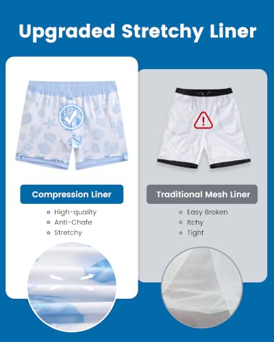 Image of maamgic Mens Swim Trunks with Compression Liner 5 Inch Quick Dry for Beach