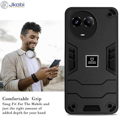 Image of Jkobi Back Cover Case for Realme Narzo 60x (Lightweight Hybrid Shockproof Polycarbonate| Slim Black)