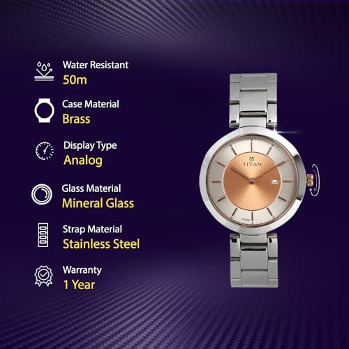 Titan Ladies Neo-Ii Analog Rose Gold Dial Women's Watch-NL2480KM01 - Image 4