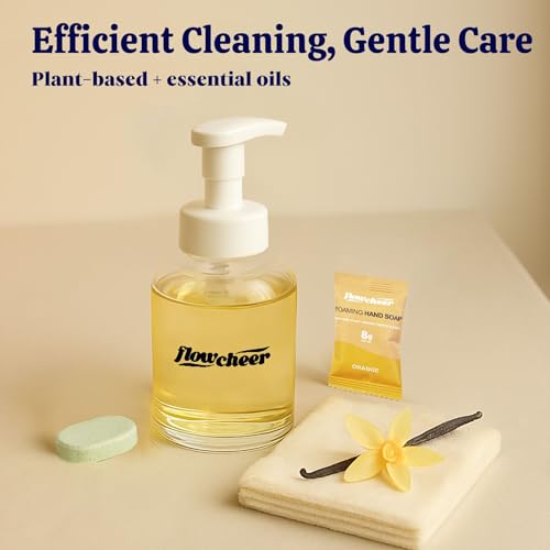 Image of flowcheer Foaming Hand Soap Refill Tablets, 24 Pack, Makes 216 fl oz (24 x 9 fl oz Bottles),Variety Fragrance,Fresh & Clean Handwash, Eco Friendly foam Soap Tablets