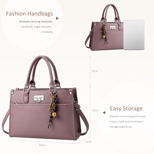 Bolso tote grande para mujer de cuero sintético púrpura miniatura 5