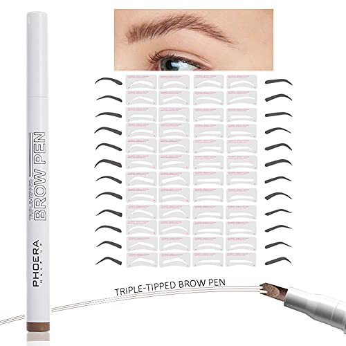 Eyebrow Pen Eyebrow Stencil Kit 24 Styles Eyebrow Shaper Triple-tipped Micro Tattoo Eyebrow Pencil Makeup Tools Waterproof Eyebrow Pen Elaborate Eyebrow Template