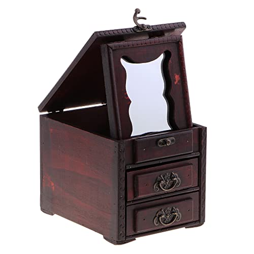 Coffret bois antique miroir intégré pour sécuriser vos bijoux - 3
