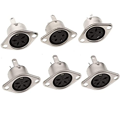 Conector DIN 5 pines hembra de soldadura estable para panel con 2 orificios