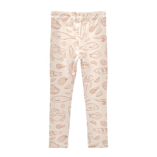 Girls Leggings Hand Drawn Seafood Toddler Girls Clothes Leggings for Girls Toddler Girls Leggings 3-4T2