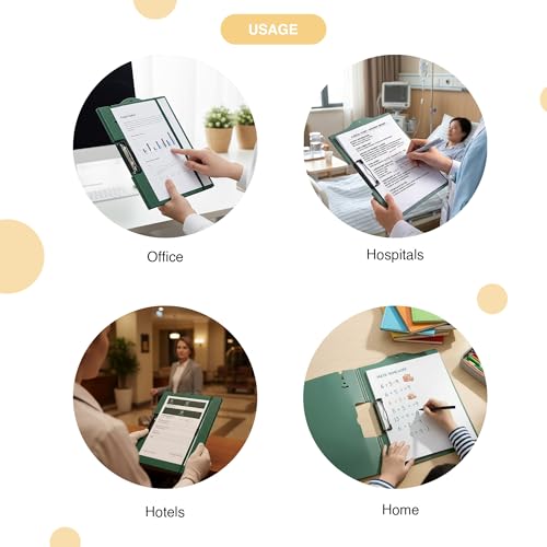 Image of oddpod Horizontal A4 Plastic Clipboard with Elastic Strap /Multi-Function Document Paper Storage File Folder with Outer Cover for Students & Professionals - Pine Green