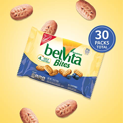 Image of belVita Breakfast Biscuit Bites, Blueberry Flavor, 6 Boxes (5 Packs Per Box)