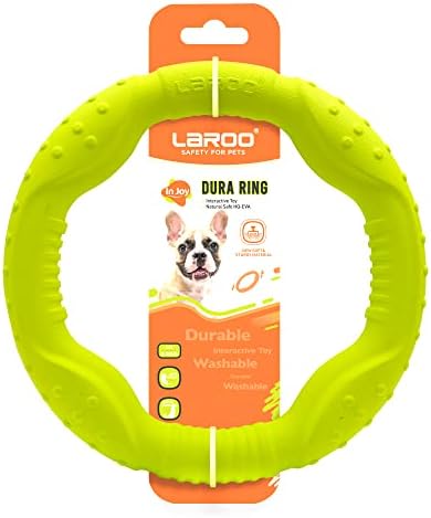 LaRoo Dog Flying Ring Toys, Floating Flying Dog Disc Toys, Summer Pet Training Outdoor Durable Chew Toys for Medium and Large Dogs (Medium Green/22cm)