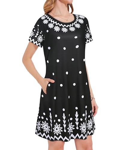 Image of JOLIGAL Summer Dresses for Women Casual Short Sleeve Sundress Scoop Neck Beach T Shirt Dress with Pockets 2026
