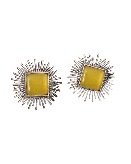 Jeweltos Silver Traditional Stud Earring For Women (Yellow) (B0CW4SQCSN) Amazon Price History, Amazon Price Tracker