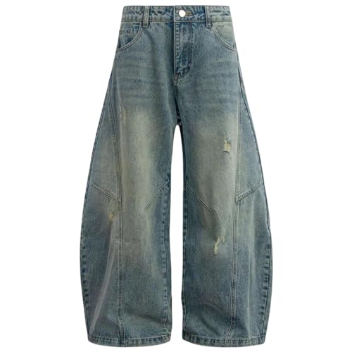 Unisex Wide Leg Jeans Blue Vintage Loose Baggy Hip Hop