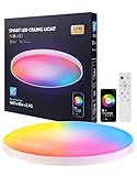 deckenleuchte led wohnzimmer 30W rgb deckenleuchte led dimmbar & Google Home 16 Millionen Farben, smart led deckenleuchte alexa kompatibel, Schlafzimmer, Küche,badezimmer