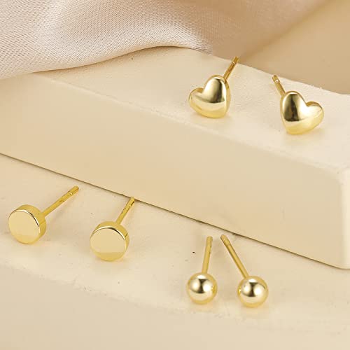 10 Pairs Gold Cross Stud Earrings Set For Women, 14K Gold Plated Hypoallergenic Cubic Zirconia Triangle/Heat/Bar Studs Earrings For Gifts (Gold) #TOP5