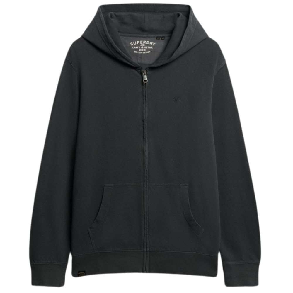 Superdry Classic Essential Ziphood - Charcoal (UK, Alpha, XL, Regular, Regular, Charcoal)
