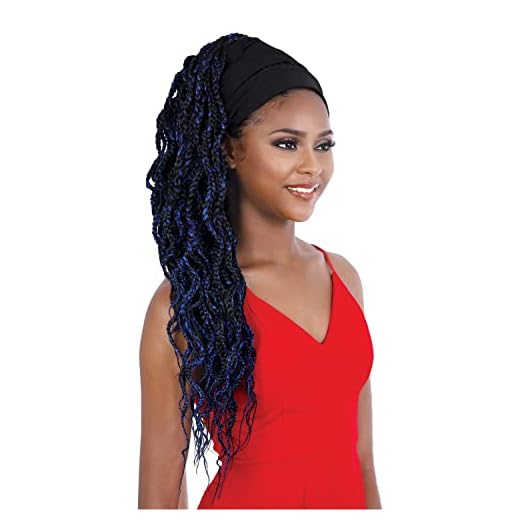 Seduction Quick Wrap with Headband Wig WRAP.BX36W Box Braid Wavy 36" (2T1B/BLUE)