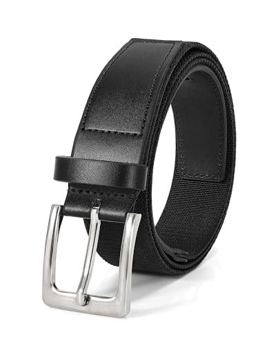 Stretch Leather Belts for Men Casual Jeans Pants Men's Elastic Stretching Belt Mens Golf Belt Woven Birthday Gifts