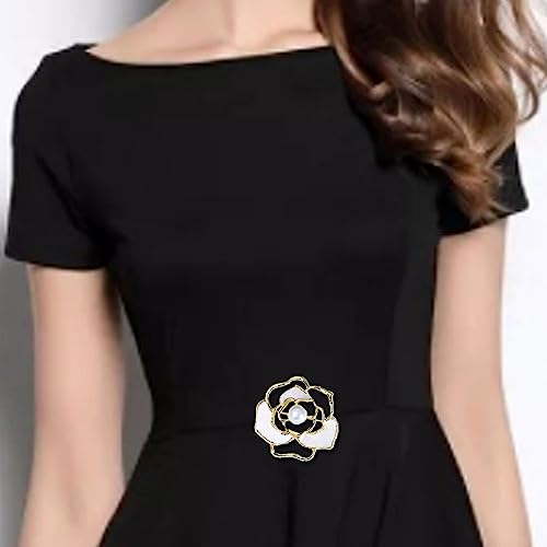 Image of Fashion Rhinestone Flower Brooches Pins Cute Pearl Crystal Floral Lapel Pin Brooch Costume Decorate Jewelry for Women Gril Gift