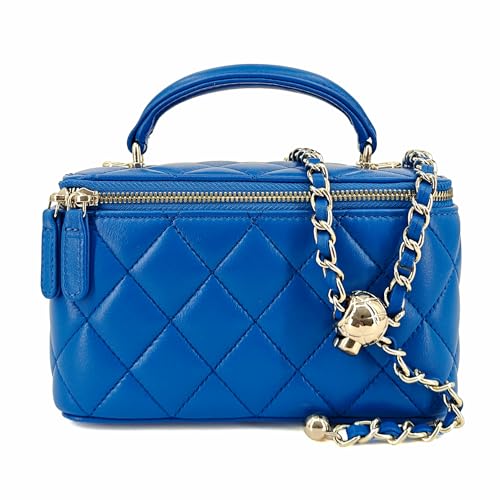 Image of M-ioi-M Small Genuine Leather Purse Quilted Crossbody Bag for Women, Mini Top-Handle Shoulder Handbag w /Gold Chain Strap